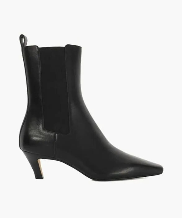 Dune London Black Boots Women Odele Black Chiselled Toe Kitten Heel Chelsea Ankle Boots Black