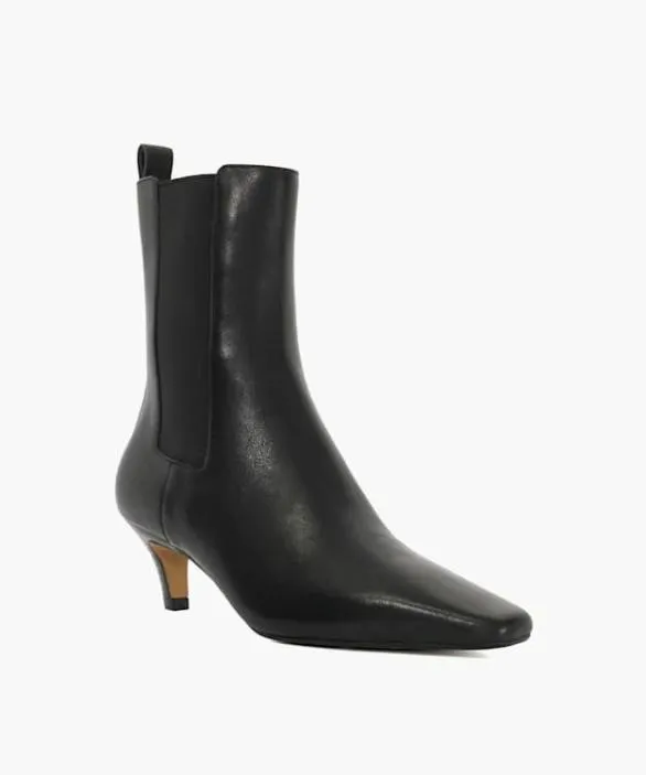 Dune London Black Boots Women Odele Black Chiselled Toe Kitten Heel Chelsea Ankle Boots Black