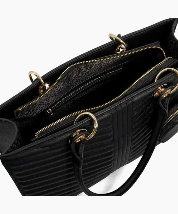 Dune London Black Handbags Women Dazzleo Black Logo Quilted Tote With Detachable Coin Purse Black