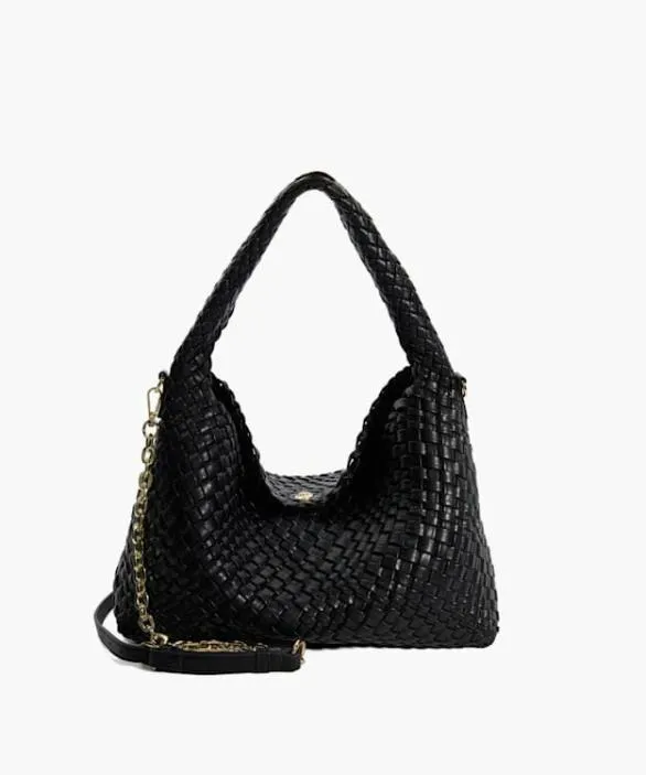 Dune London Black Handbags Women Deliberate Black Woven Shoulder Bag Black