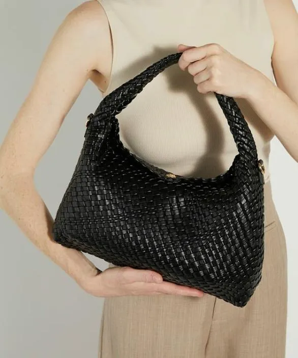 Dune London Black Handbags Women Deliberate Black Woven Shoulder Bag Black