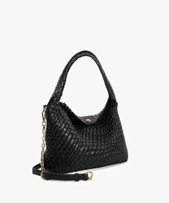 Dune London Black Handbags Women Deliberate Black Woven Shoulder Bag Black