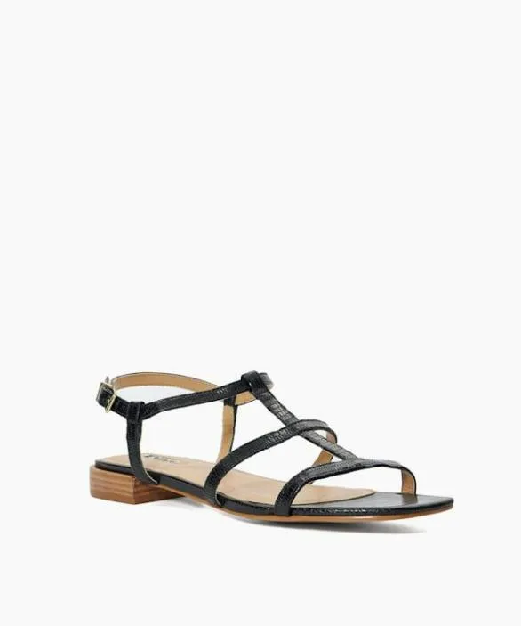 Dune London Black Sandals Women Ladi Black Flat Leather Sandals Black