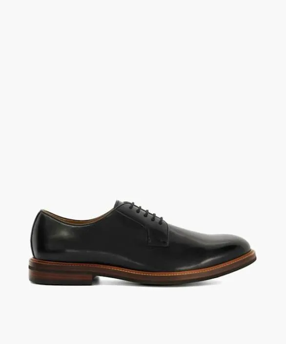 Dune London Black Shoes Men Savoye Black Contrast Stitch Lace Up Shoe Black