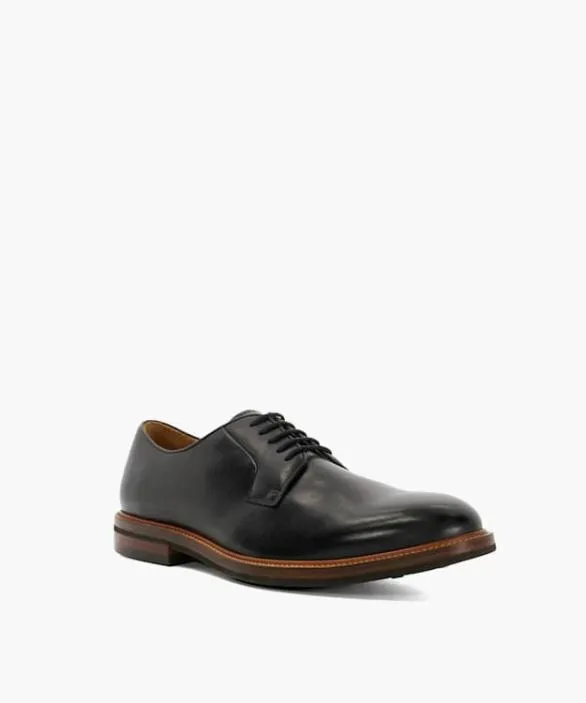Dune London Black Shoes Men Savoye Black Contrast Stitch Lace Up Shoe Black