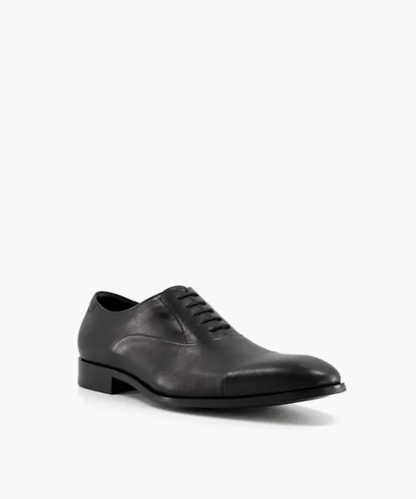 Dune London Black Shoes Men Secrecy Black LaceUp Oxford Shoes Black Leather