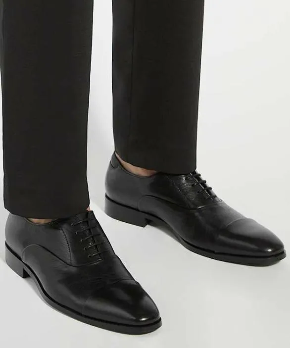 Dune London Black Shoes Men Secrecy Black LaceUp Oxford Shoes Black Leather