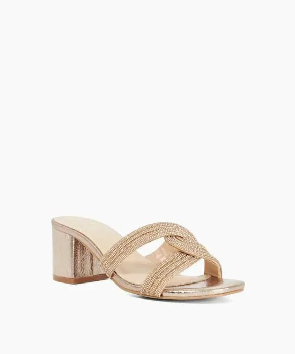 Dune London Block Heeled Sandals Women Movey Rose Gold Block Heel Embellished Sandals Metallic