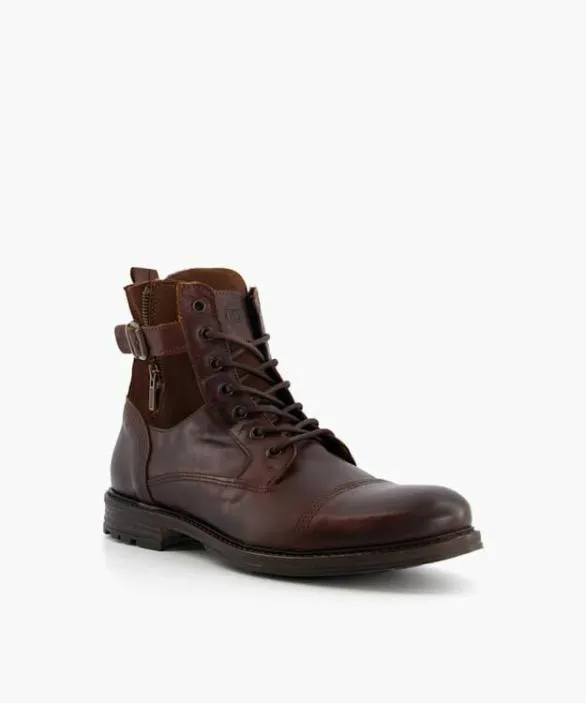 Dune London Brown Boots Men Call Brown Casual Buckle Detail Ankle Boots Brown