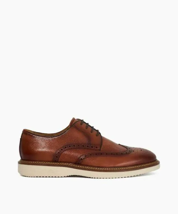 Dune London Brown Shoes Men Benidictus Tan Nubuck LaceUp Brogues Brown