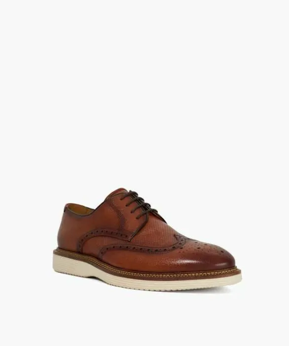Dune London Brown Shoes Men Benidictus Tan Nubuck LaceUp Brogues Brown