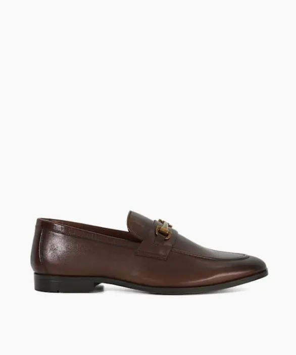Dune London Brown Shoes Men Bidding Brown Leather Snaffle Trim Loafers Brown