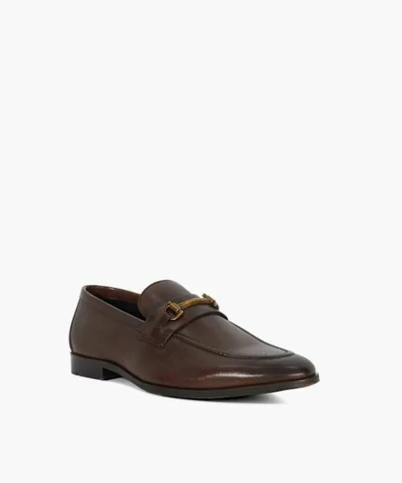 Dune London Brown Shoes Men Bidding Brown Leather Snaffle Trim Loafers Brown