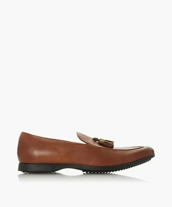 Dune London Brown Shoes Men Perth Tan Tassel Detail Loafer Brown