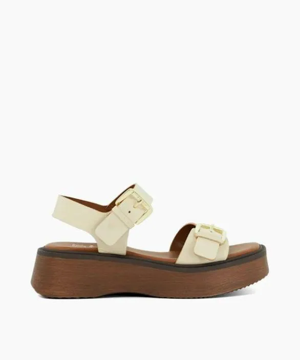 Dune London Chunky Sandals Women Luno Ecru Double Strap Flatform Sandals Neutral