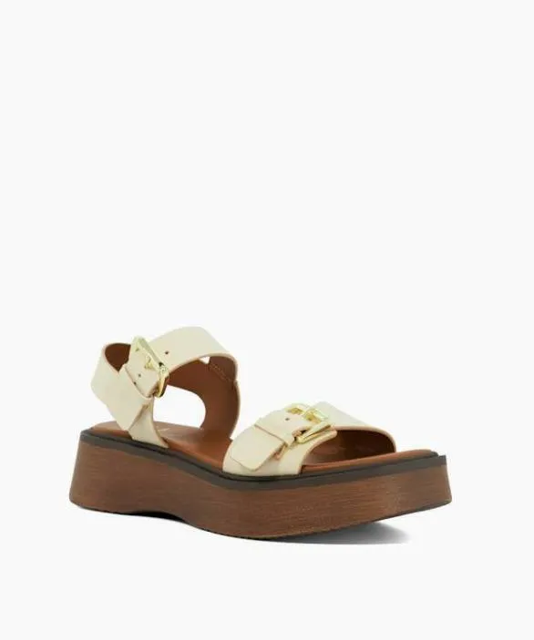 Dune London Chunky Sandals Women Luno Ecru Double Strap Flatform Sandals Neutral