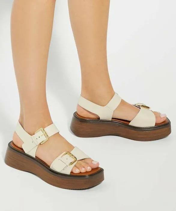 Dune London Chunky Sandals Women Luno Ecru Double Strap Flatform Sandals Neutral