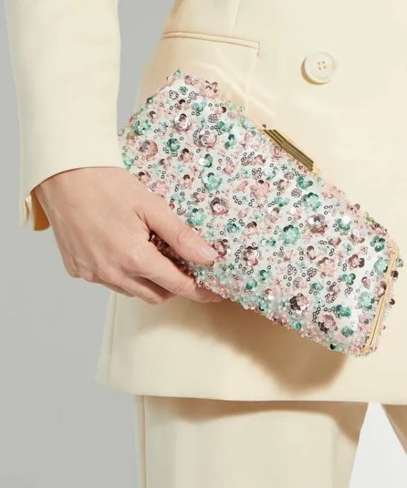 Dune London Clutch Bags Women Balancing Multi Asymmetric Clutch Bag Multi Beaded