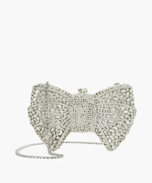 Dune London Clutch Bags Women Enchant Silver Embellished Bow Clutch Bag Metallic Dune London Clutch Bags Women Enchant Silver Embellished Bow Clutch Bag Metallic