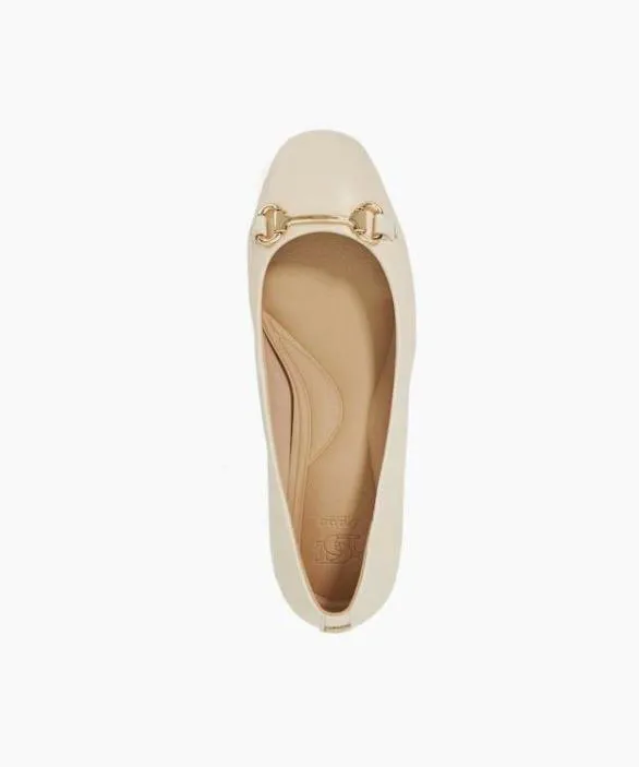 Dune London Court Shoes Women Bordering Ecru Buckle Detail Block Heel Court Shoes White