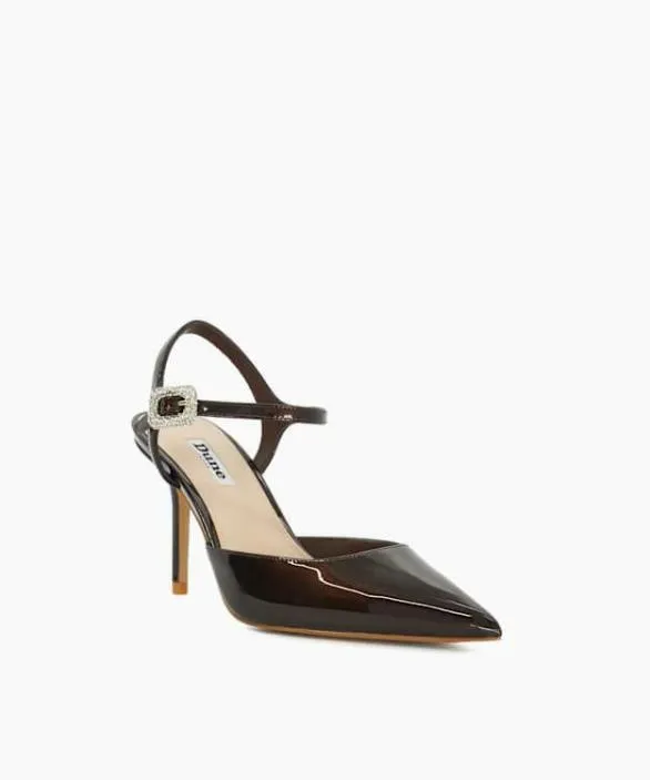 Dune London Court Shoes Women Channel Brown BuckleDetail Heeled Courts Brown Synthetic
