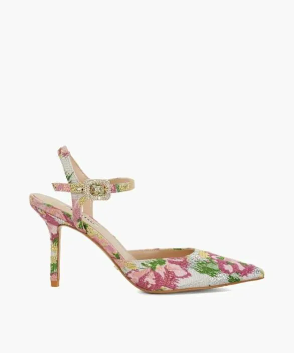 Dune London Court Shoes Women Channel Pink BuckleDetail Heeled Courts Pink