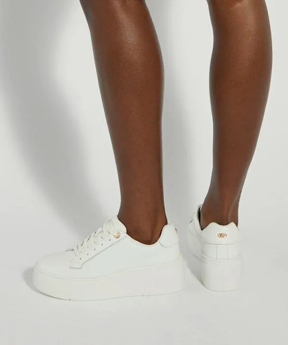 Dune London Episode Trainers Women Episode White Lace Up Flatform Trainers White