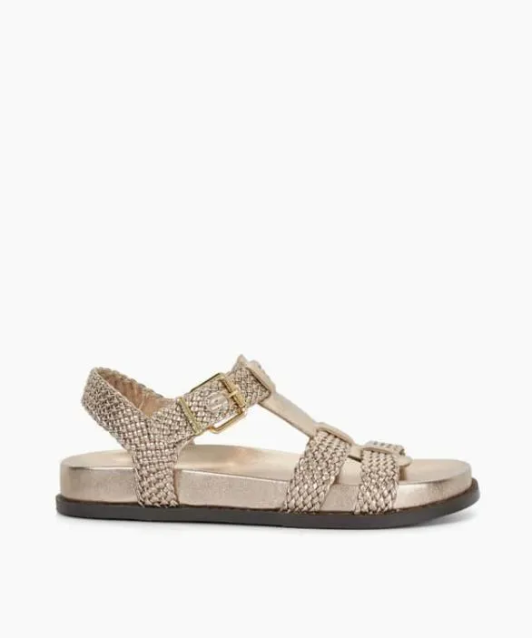 Dune London Flat Sandals Women Looking Gold Woven Open Toe Sandals Metallic Synthetic
