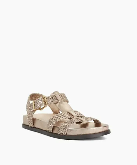 Dune London Flat Sandals Women Looking Gold Woven Open Toe Sandals Metallic Synthetic