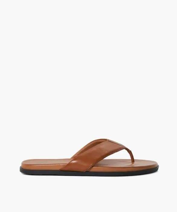 Dune London Flip Flops Men Inspires Tan Leather ToePost Sandals Brown
