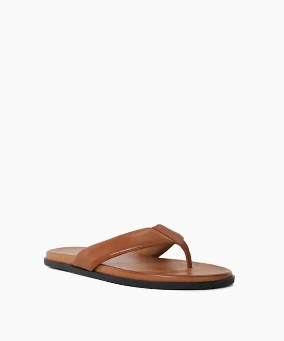 Dune London Flip Flops Men Inspires Tan Leather ToePost Sandals Brown