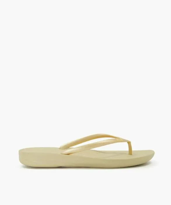 Dune London Gold Sandals Women Iqushion Gold Wedge Flip Flop Metallic