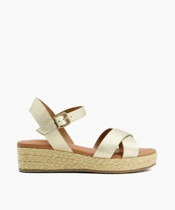 Dune London Gold Sandals Women Linnie Gold Woven Flatform Sandals Metallic
