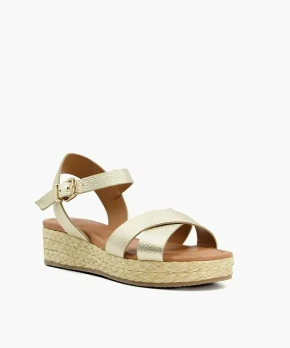 Dune London Gold Sandals Women Linnie Gold Woven Flatform Sandals Metallic