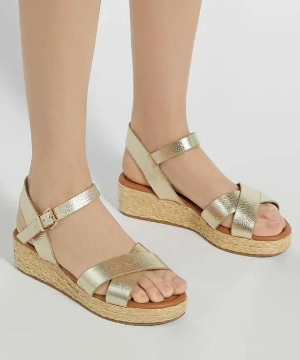 Dune London Gold Sandals Women Linnie Gold Woven Flatform Sandals Metallic
