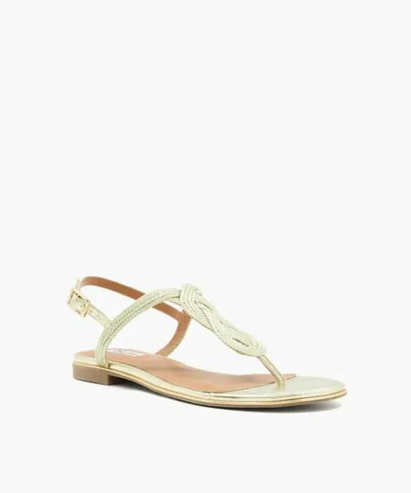 Dune London Gold Sandals Women Logics Gold ThongStrap Flat Sandals Metallic
