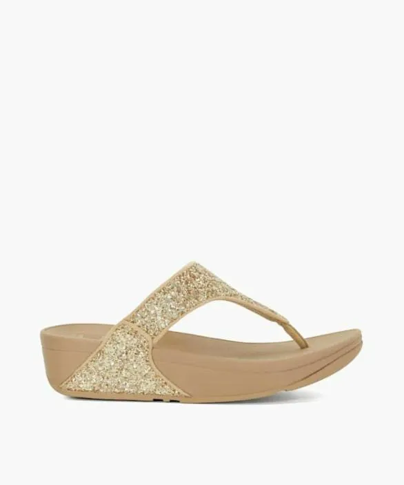 Dune London Gold Sandals Women Lulu Glitter Gold Glitter Toe Post Sandals Metallic