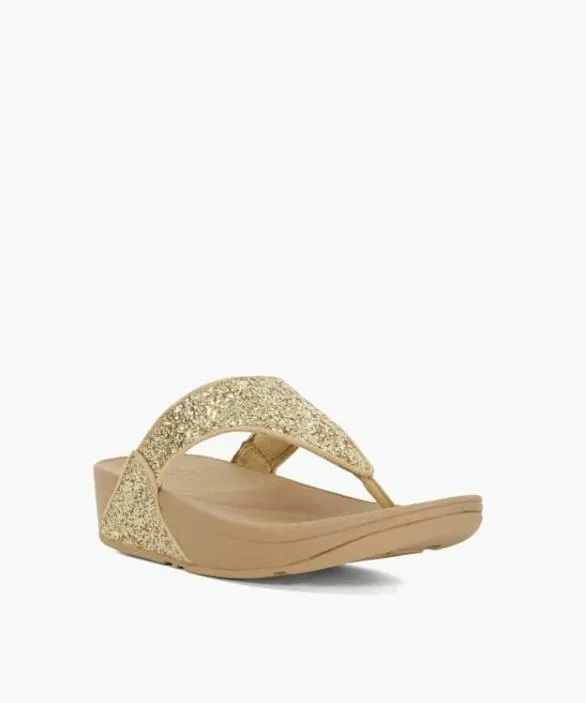 Dune London Gold Sandals Women Lulu Glitter Gold Glitter Toe Post Sandals Metallic