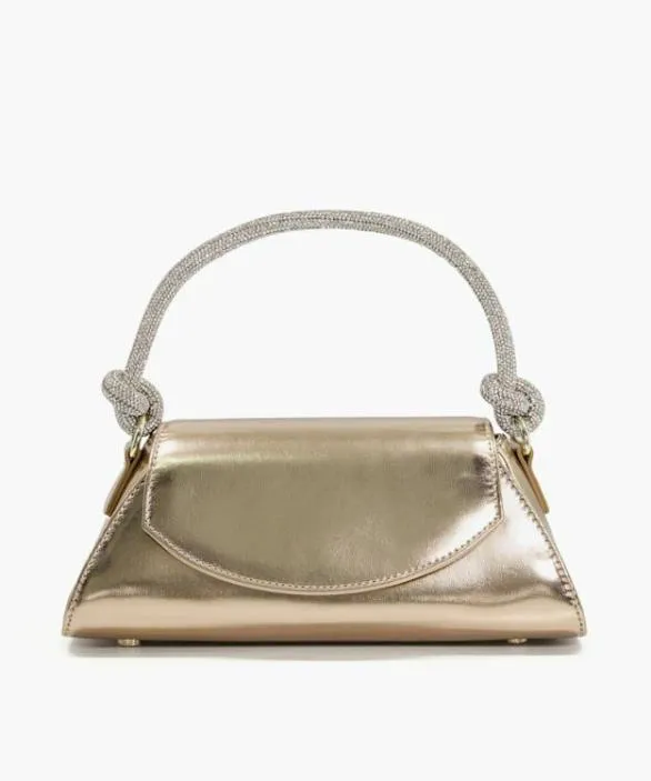Dune London Handbags Women Brynley Gold Diamante Knot Strap Grab Bag Metallic Synthetic