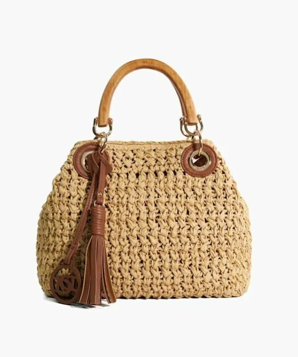 Dune London Handbags Women Deltaz Natural Raffia Grab Bag Neutral