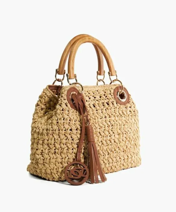Dune London Handbags Women Deltaz Natural Raffia Grab Bag Neutral