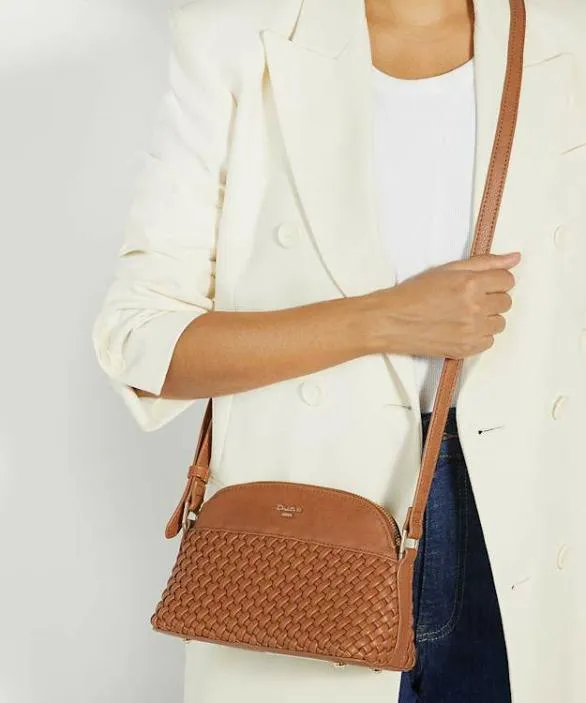 Dune London Handbags Women Distinct Tan Woven Crossbody Bag Brown
