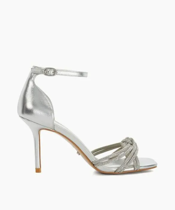 Dune London Heeled Sandals Women Militant Silver Embellished Ankle Strap Heeled Sandals Metallic Dune London Heeled Sandals Women Militant Silver Embellished Ankle Strap Heeled Sandals Metallic