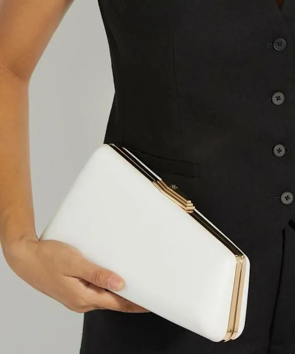 Dune London Leather Bags Women Balancing White Asymmetric Clutch Bag White