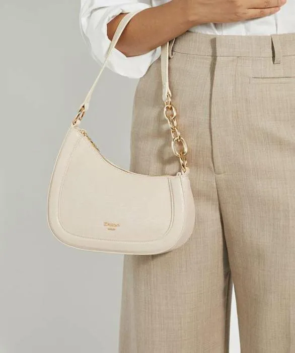 Dune London Shoulder Bags Women Direction Ecru Asymmetric Chain Detail Shoulder Bag White