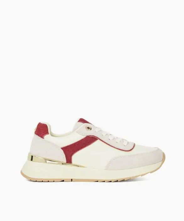 Dune London Trainers Women Eludes White Suede Round Toe Trainers White