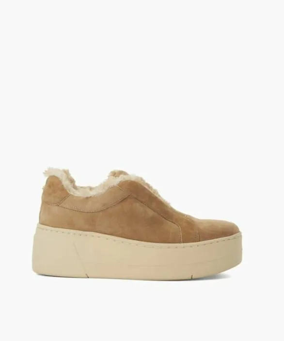 Dune London Trainers Women Esthie Tan Chunky Flatform Suede Trainer Brown