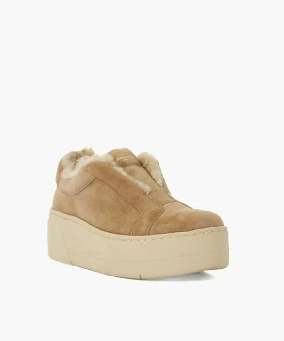 Dune London Trainers Women Esthie Tan Chunky Flatform Suede Trainer Brown