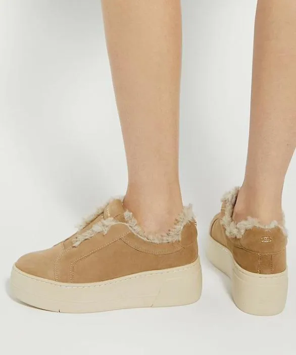 Dune London Trainers Women Esthie Tan Chunky Flatform Suede Trainer Brown