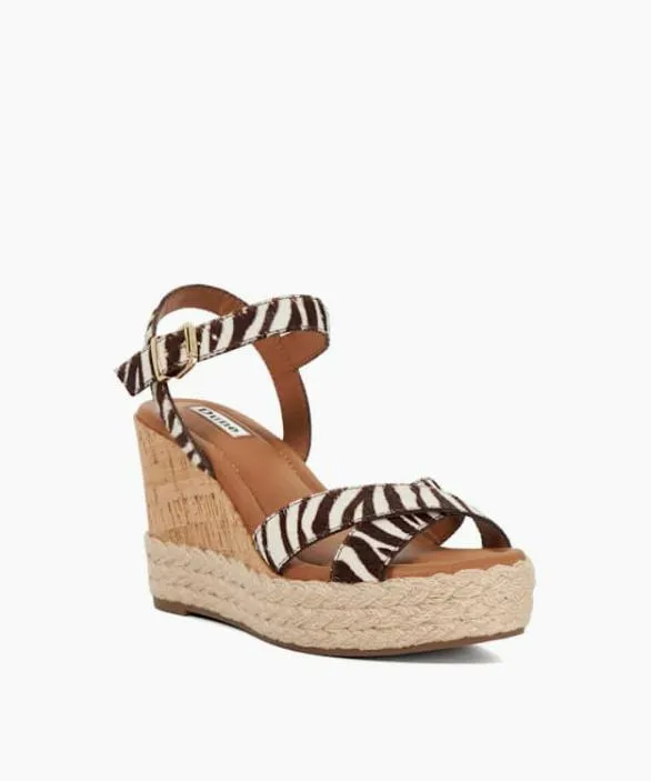 Dune London Wedge Sandals Women Kindest Zebra Cork And Woven Wedge Sandals Multi